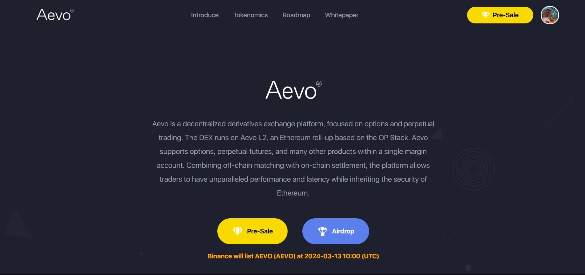 AevoDrop Website
